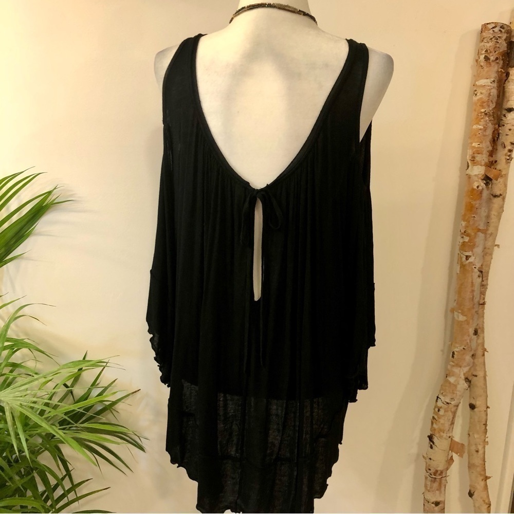 Free People Chloe Cold Shoulder Black Top - Picture 8 of 14
